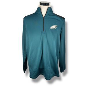 Philadelphia Eagles 1/4 Zip Pullover Jacket Men XL Green Long Sleeve Top NFL